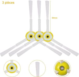 Zijborstel - Robotstofzuiger accessoires - voor irobot Roomba - Serie 600 700 - Geel - 3-pack — thumbnail 2