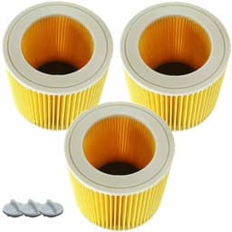 3x Filters geschikt voor Kärcher Stofzuigers, Patroonfilter voor WD3, WD2, WD1, MV3, MV2, A, K, KNT, NT, SE, VC - met 3 sluitingen, Vervanging 6.414-552.0, 6.414-772.0 — thumbnail 1
