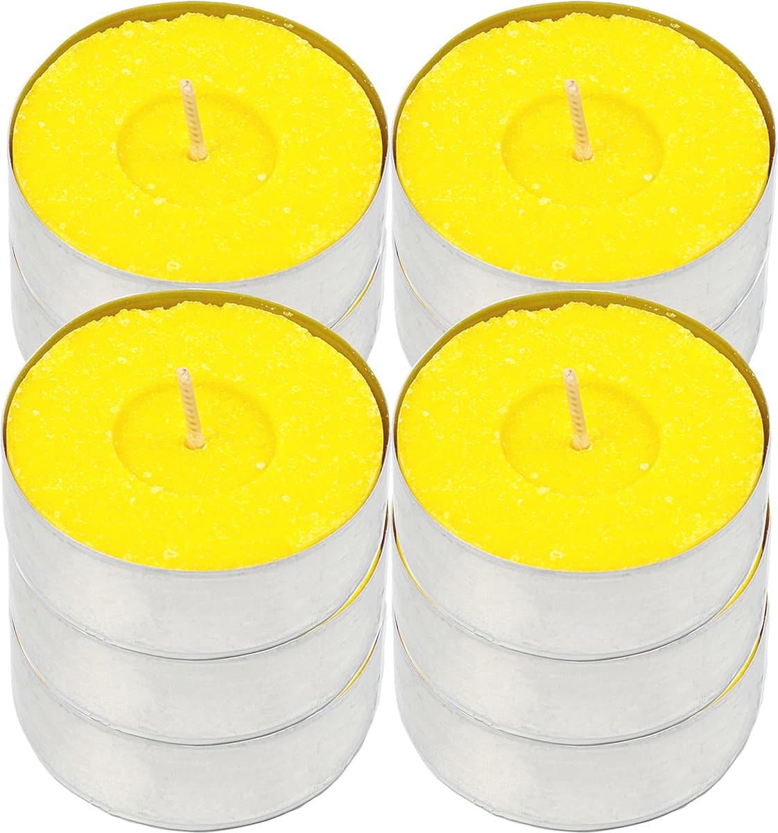 12 Stuks Theelichtjes Citronella Kaarsen - Geparfumeerde Anti-muggen Kaarsen met 10 Uur Brandduur — afbeelding 1