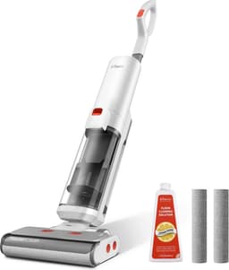 Steelstofzuiger Draadloos - Steelstofzuiger - Stofzuiger - Steelstofzuiger Snoerloos - Krachtige Zuigkracht - 15KPa - 2L watertank - Dual Edge Cleaning - 45min looptijd - Smart LED-display - 200W - 21,6V - 4000mAh - Wit — thumbnail 1