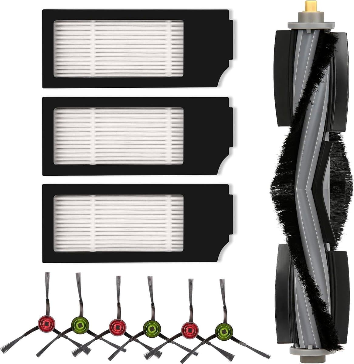 (10 stuks) vervangende onderdelen geschikt voor ECOVACS DEEBOT DEEBOT X1 OMNI X1 PRO OMNI X1 OMNI T10 OMNI robotstofzuiger accessoireset, 1 rolborstel, 3 HEPA-filters, 6 zijborstels — afbeelding 1