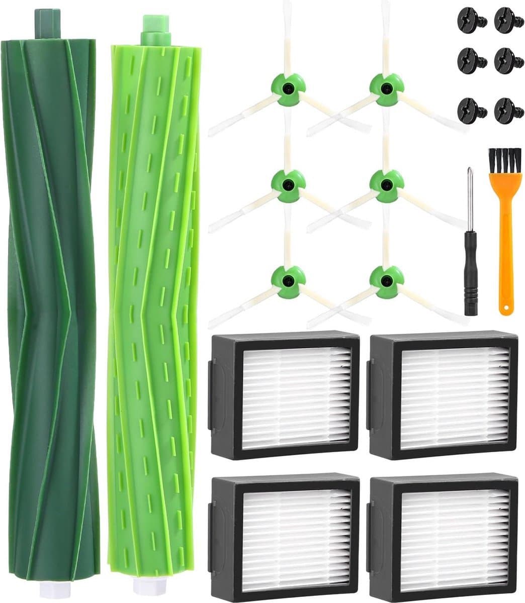 Onderhoudspakket Reserveonderdelen geschikt voor iRobot Roomba i/e/j serie, i7 i7+ i3 i3+ i4 i4+ i6 i6+ j7 j7+E5 E6 E7, vervangende accessoires borstel voor roomba, 1 hoofdborstels, 4 filters, 6 zijborstels — afbeelding 1