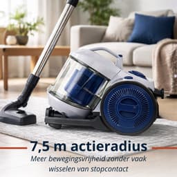 Dirt Devil Stofzuiger zonder Zak DD2503 - Vacuum Cleaner 800W HEPA 12 Filter - Cycloonstofzuiger met Combiborstel, Kierenmondstuk en Meubelopzetstuk - Stofopvangbak 2,2 L - Wit/Blauw — thumbnail 5
