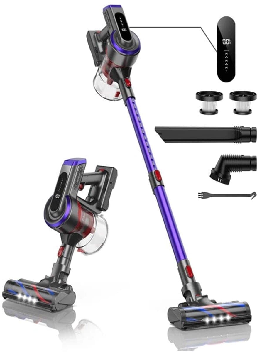 Steelstofzuiger - Vacuum Cleaner - Draadloze Stofzuiger- Kruimeldief Snoerloos - 450W - 38Kpa Zuigkracht - Handstofzuiger - met Touchscreen en 1.5L Stofreservoir - voor Tapijt, Vloer & Auto — afbeelding 1