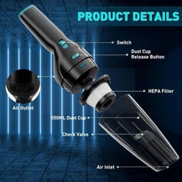 Lexium Kruimeldief snoerloos – Kruimeldief met steel – Nat&Droog – Handstofzuiger – Extreme zuigkracht – Kruimeldief snoerloos – Kruimelzuiger – Jouw ultieme schoonmaakpartner – Kruimelzuiger – Autostofzuiger – Handstofzuiger - Draadloos — thumbnail 4