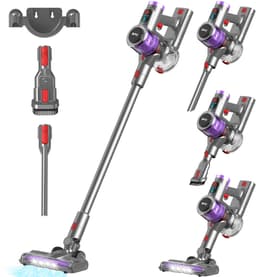 Brixy Steelstofzuiger Draadloos - 30 kPa Zuigkracht - 50 Min Gebruiktijd - Meerdere Filters - Kruimeldief - Draadloze Stofzuiger - Vacuum Cleaner - Grijs/Paars — thumbnail 1
