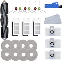23 stuks reserveonderdelen Geschikt voor Ecovacs DEEBOT X1 Omni, X1e Omni/T10 Omni stofzuigeraccessoireset, 1 hoofdborstel, 6 zijborstels, 3 HEPA-filters, 3 stofzakken, 8 zwarte doekjes en 1 — thumbnail 1