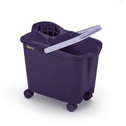 Emmer met Mop en Steel - Zeer Absorberende Microvezelmop met Telescoopstang en Wieltjes - 14 Liter Afdruipemmer in Paars — thumbnail 4