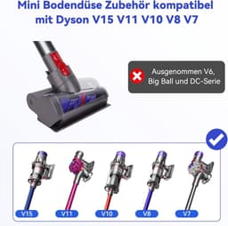 Anti-verstrengelende Vervangende Mini Turbineborstel Geschikt voor Dyson V15 V11 V10 V8 V7, Voor Matrassen, Banken & Autostoelen, Elimineert Mijten & Stof — thumbnail 2