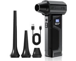 Autostofzuiger, draadloze pneumatische stofafzuiger met turbojetventilator, 4 regelbare snelheden, multifunctionele turbojetventilator, geschikt voor het reinigen van computers, toetsenborden, auto's, gevallen bladeren en stof.