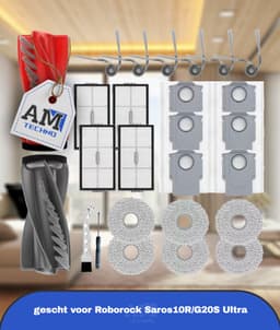 26 vervangingsonderdelen en accessoiresets, geschikt voor Roborock Saros10R/G20S Ultra/ robotstofzuigers, 2 hoofdborstels, 4 HEPA-filters, 6 dweilpads, 6 zijborstels, 6 stofzakken, 2 gereedschappen — thumbnail 1