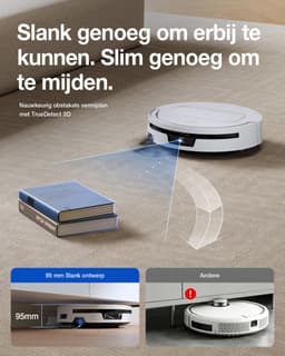 Ecovacs Deebot T90 Max Pro Omni – Robotstofzuiger Met Dweilfunctie – 40.000 Pa – 9,5 cm Ultradun – ZeroTangle 4.0 Anti-klit – Omni-Station – Wit — thumbnail 5