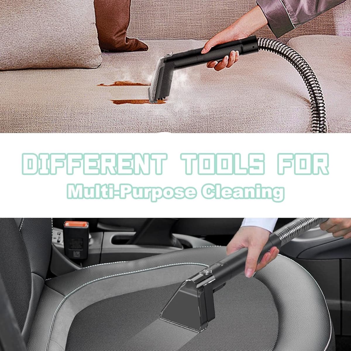 Tapijtreiniger Draagbaar - 500W 12 kPa Zuigkracht - 1-2 Liter Stofbak - Kunststof Handvat - Voor Meubels En Bekleding — afbeelding 1