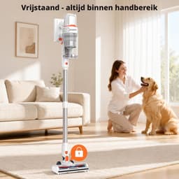 Ateroll Steelstofzuiger Draadloos – 85kPa Zuigkracht – Groene Laser – HEPA 12 Filter – Tot 85 Min Accuduur – Voor Huisdierharen - Zonder zak op accu - Wit — thumbnail 2