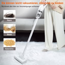 COVREO Draadloze handstofzuiger met 120W motor – 35x9x11 cm – Kruimelzuiger met 10000Pa zuigkracht – USB oplaadbaar met 2000mAh accu – Wit — thumbnail 4