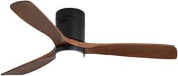 OKWISH Plafondventilator Met Licht 132 Cm - 3 Houten Vleugels, Stille Omkeerbare Gelijkstroommotor, 6 Snelheden - Voor Woonkamer En Slaapkamer - Zwart — thumbnail 4