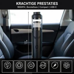 zurabini - Draadloze Handstofzuiger - Auto Stofzuiger Draadloos -Handstofzuiger Auto 19000Pa - 4-in-1 Mini Auto Stofzuiger - HEPA Filter - USB-C Oplaadbaar - Met Meerdere Opzetstukken - Voor Auto, Bureau en Thuis — thumbnail 2