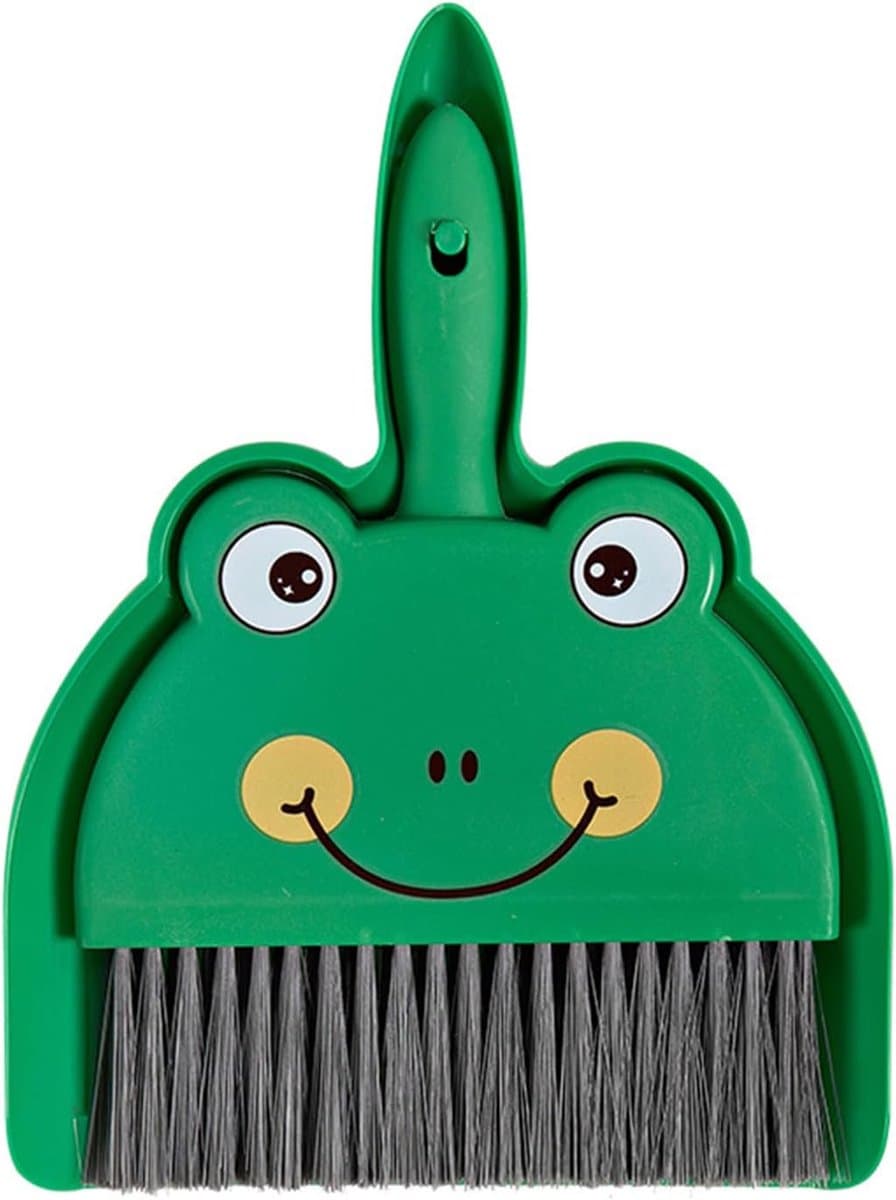 Mini Bezempje - Stoffer en blik - Kleine ruimtes schoonmaken - Compact opbergontwerp - 25 cm - Groen — afbeelding 1