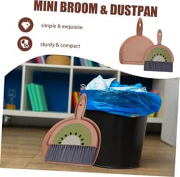 Stoffer en Bezemset - Mini Schoonmaakset - Bureau Schoonmaken - Krasvrij Materiaal - 23 x 18 cm - Bruin — thumbnail 5