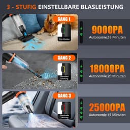 Handstofzuiger Draadloos - Mini Stofzuiger - Auto Keuken Thuis - 4-in-1 Multifunctioneel - 30 Min Werktijd - Zwart — thumbnail 2