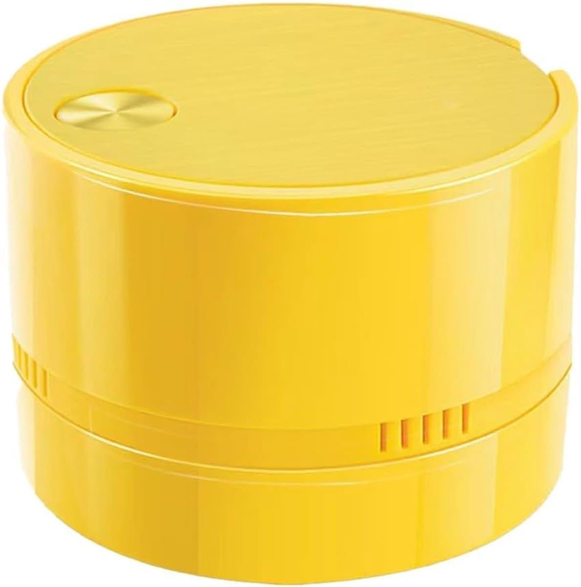 Mini Stofzuiger - Desktop Reiniger - Bureau Schoonhouden - Krachtige Zuigkracht - 9x9x7 cm - Geel — afbeelding 1