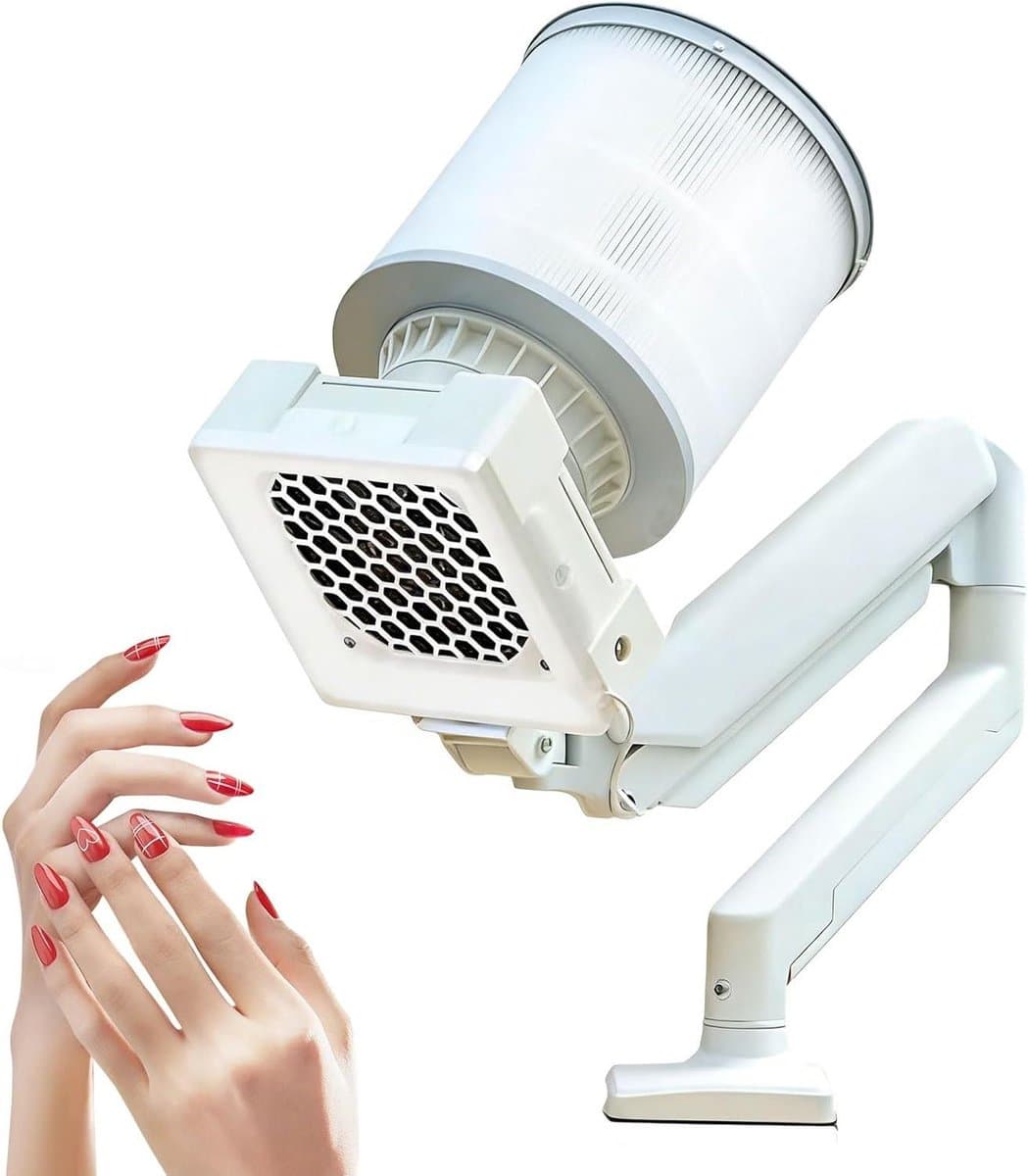 Nagelstofafscheider - Manicure stofzuiger - Stofvrij werken - 360 graden arm - Verstelbaar - Wit — afbeelding 1