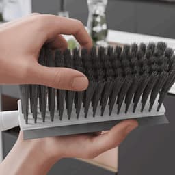 Stofblik Bureaubezemset - Veegset Pan - Bureau Reinigen - Met Schraperstrip - 32.5 cm - Grijs — thumbnail 5