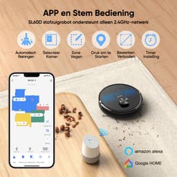 lubluelu SL60D robotstofzuiger met dweilfunctie, 4000 Pa, lasernavigatie, 5 kaarten, 55 dB, app-bediening, ideaal voor huisdierharen en harde vloeren — thumbnail 5
