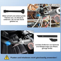 Handstofzuiger perslucht voor toetsenbord - draadloos - 6500 PA zuigkracht - auto - grijs — thumbnail 2