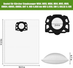 10x Stofzuigerzakken Geschikt voor Kärcher WD4 WD5 WD6 MV4 MV5 MV6 - Microvezelzakken voor Stofzuiger - Stofzakken Stofzuiger Zak — thumbnail 5