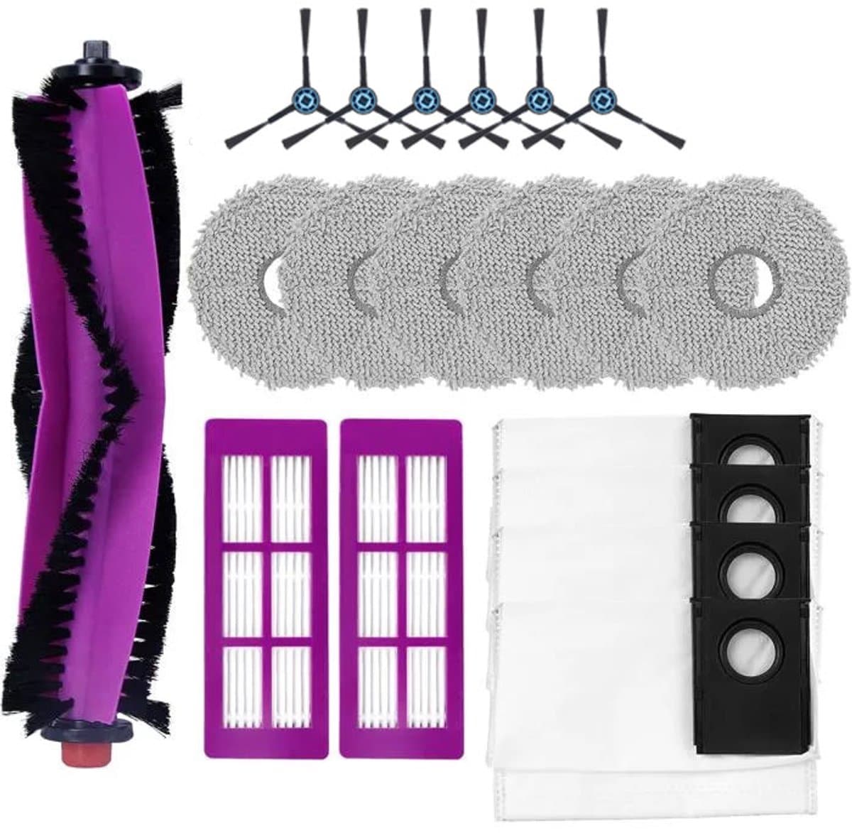 20-delige accessoirekit Geschikt voor de Eureka J15 Pro Ultra robotstofzuiger: De accessoires omvatten 1 hoofdborstel, 6 zijborstels, 6 dweildoeken en 4 stofzakken. — afbeelding 1