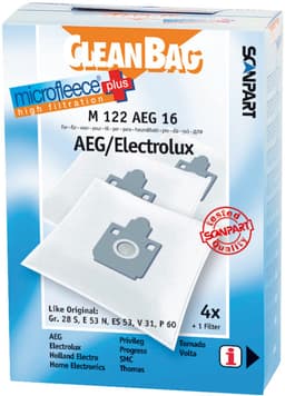 CleanBag stofzuigerzakken 4 stuks - Geschikt voor AEG Aventure, Ergo Essence, Salomon, T2, Vampyr 5000 - Electrolux Bolero Filio Power Plus Powermax Samba Tango - Gr 28S E53N ES53 - Inclusief 1 filter - Alternatief — thumbnail 1