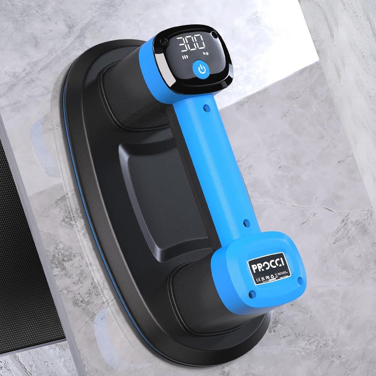 Accu-zuiger voor tegels en glas met LCD-display - 2 motoren en 300 kg zuigkracht — afbeelding 1