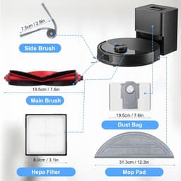 Cosensi - Accessoireset voor robotstofzuiger - Reserveonderdelen - Hoofdborstel - Hepa-filters - Schoonmaakdoeken - Zijborstels - Stofzakken - Schroevendraaier — thumbnail 4