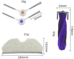 Vervangende onderdelen - 13-delige set accessoires - geschikt voor Narwal Freo X Plus robotstofzuiger - 1 rolborstel, 2 HEPA-filters, 4 dweildoeken, 6 zijborstels — thumbnail 2