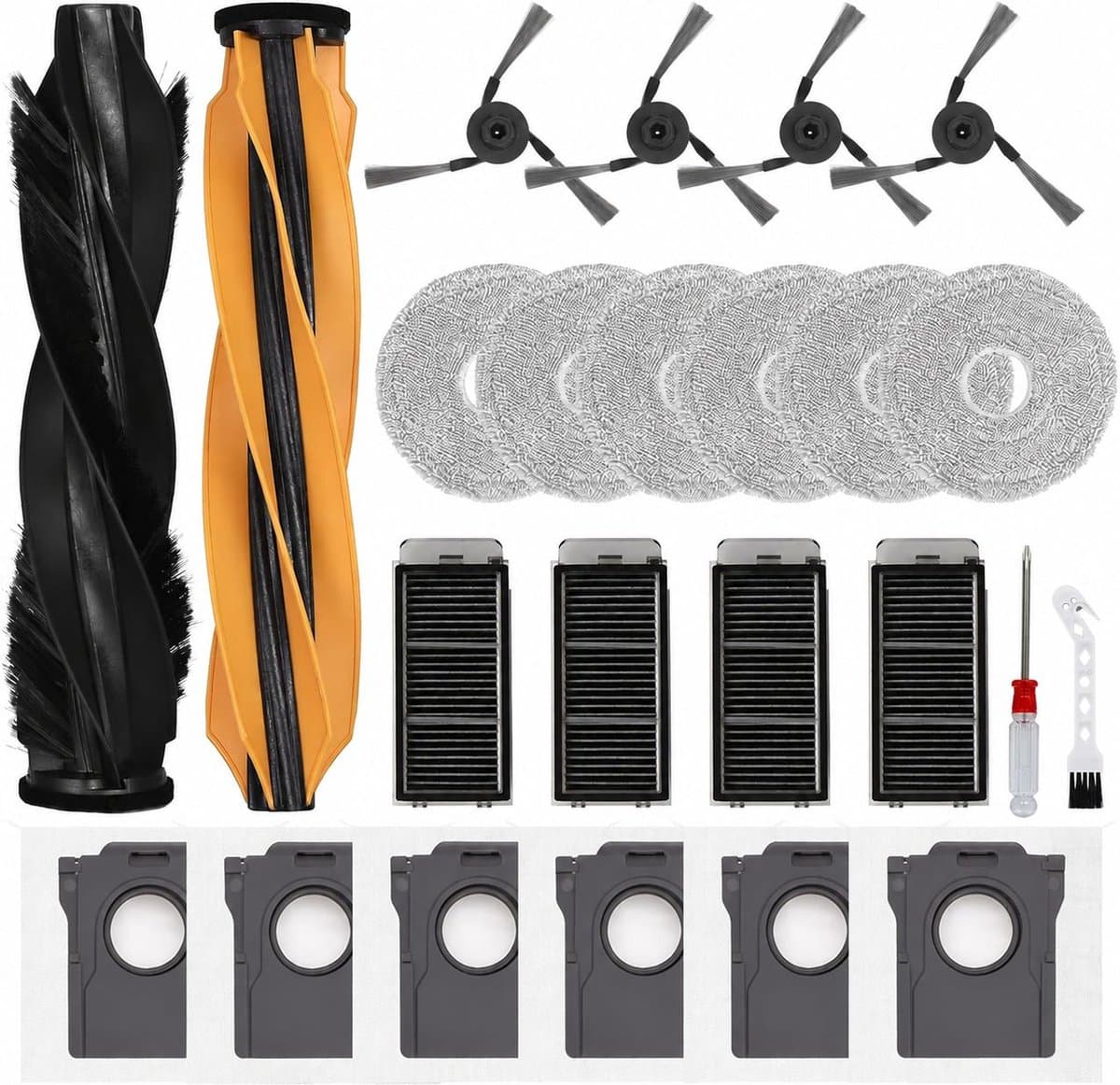 Vervangingsonderdelen Geschikt voor de robotstofzuigers Dreame L60 Ultra PE / Matrix10 Ultra, X50 Ultra / L50 Ultra / L40s Ultra, inclusief 1 hoofdborstel, 4 filters, 4 zijborstels, 6 dweilen en 6 stofzakken. — afbeelding 1