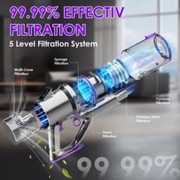 Draadloze Stofzuiger V10 – Handstofzuiger – Steelstofzuiger – Snoerloze Zuiger – Zakloze Stofzuiger – Met Metalen Behuizing – 2200mAh Batterij – Dual Action Reiniging — thumbnail 3