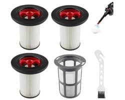De Geschikt voor Bosch Unlimited Gen2 Serie 8 Stofzuiger 3-delige vervangingsfilterset bevat HEPA-filters Geschikt voor modellen 12036642 en 12023349, één filterdop en één reinigingsborstel.