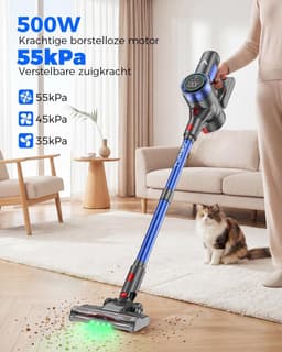 Draadloze Stofzuiger - Steelstofzuiger Krachtig - Huis Reinigen - 55 kPa Zuigkracht - 70 Min Looptijd - Blauw — thumbnail 5