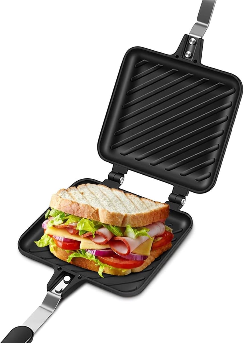 Sandwich Maker en Anti-aanbak Pan Platte Bodem Ontbijt Panini Pan — afbeelding 1