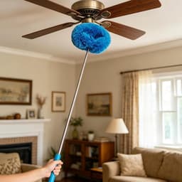 Ventilator Stoffer - Verlengstok Stoffer - Hoge Plekken Schoonmaken - Ultra-fijne Vezels - 115 cm - Blauw — thumbnail 5