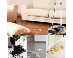 Stofferset Bezem - Schoonmaakset - Efficiënt Opruimen - Roestvrij Staal - 3-delig - Zwart