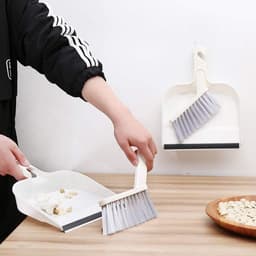 Handbezem Stoffer - Kleine set - Bureau opruimen - Gekarteld ontwerp - 28 x 21 cm - Wit — thumbnail 3
