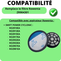 Filter voor Rowenta vervangingsfilter ZR904301 [Set 2] Rowenta Swift Power Cyclonic stofzuiger — thumbnail 5