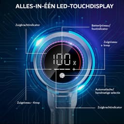 Stofzuiger Draadloos 500 Watt met 32000Pa Zuigkracht - Touchscreen - 60 minuten Looptijd - Afneembare Oplaadbare Accu - Voor Vloer, Tapijt, Dierenharen - (Energieklasse A+++) — thumbnail 1
