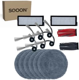 SQOON® vervangingsset geschikt voor Roborock Qrevo Curv - 15-delige onderhoudskit met HEPA filters, zijborstels, borstelrol en dweilpadschijven — thumbnail 1