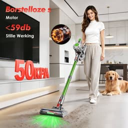 Adormii Steelstofzuiger Draadloos – 50 kPa Sterke Zuigkracht – Tot 60 Min Accuduur – Anti-haarwikkel Vloerborstel – 4 HEPA-filters – 1,6 L Stofreservoir – Groene LED Stofdetectieverlichting – Groen — thumbnail 3