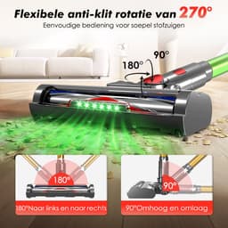Adormii Steelstofzuiger Draadloos – 50 kPa Sterke Zuigkracht – Tot 60 Min Accuduur – Anti-haarwikkel Vloerborstel – 4 HEPA-filters – 1,6 L Stofreservoir – Groene LED Stofdetectieverlichting – Groen — thumbnail 5