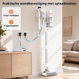 Ateroll Steelstofzuiger Draadloos – 85kPa Zuigkracht – Groene Laser – HEPA 12 Filter – Tot 85 Min Accuduur – Voor Huisdierharen - Zonder zak op accu - Wit — thumbnail 5