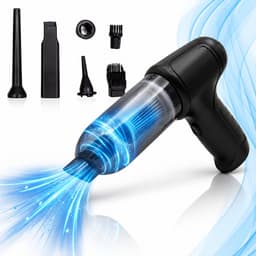 Auto Stofzuiger - Zuigen & Blazen - Kruimeldief - 6 Opzetstukken - Oplaadbaar - Handstofzuiger - Kleine StofZuiger - Air Duster - Stofreiniger - Kruimelzuiger - Zwart — thumbnail 1